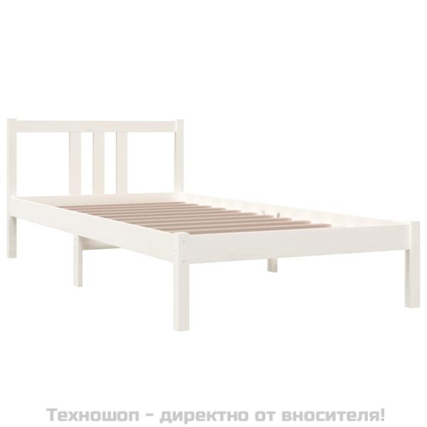 Рамка за легло, бяла, масивно дърво, 90х200 см