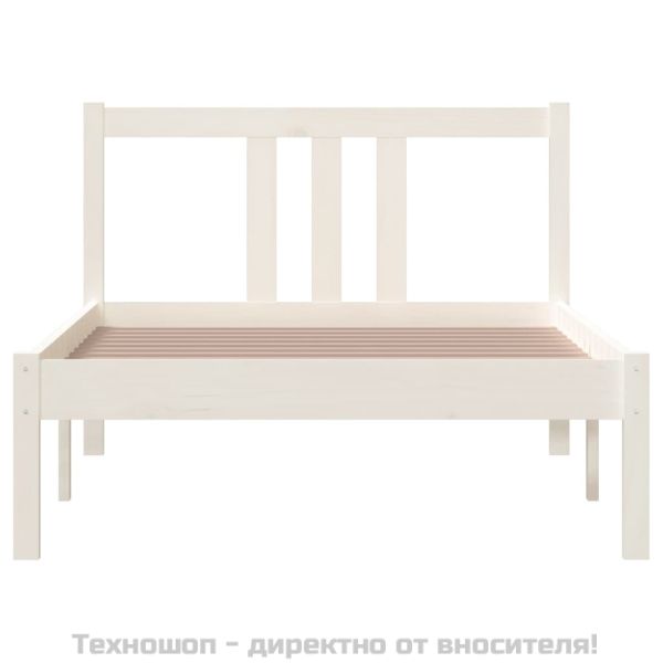 Рамка за легло, бяла, масивно дърво, 90х200 см