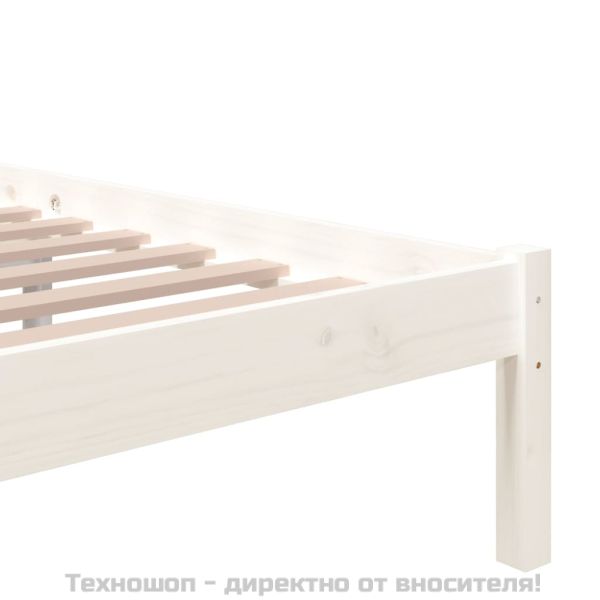 Рамка за легло, бяла, масивно дърво, 90х200 см