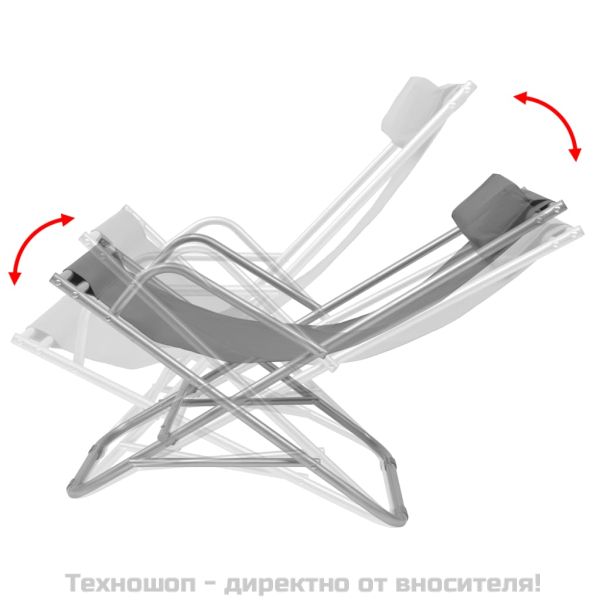 Накланящи се къмпинг столове, 2 бр, стомана, сиви