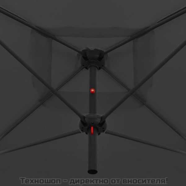 Двоен чадър със стоманен прът, 250x250 см, антрацит