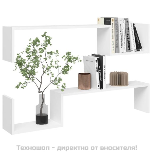 Стенни рафтове, 2 бр, бели, 100x15x20 см, инженерно дърво