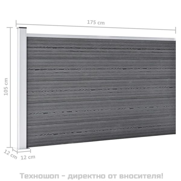 Градинска ограда, WPC, 175x105 см, сива