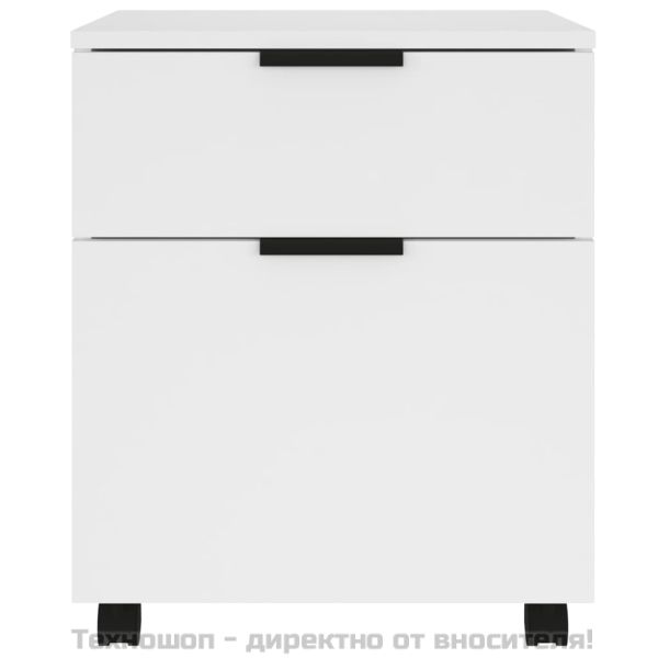 Мобилен архивен шкаф с колелца бял 45x38x54 см инженерно дърво