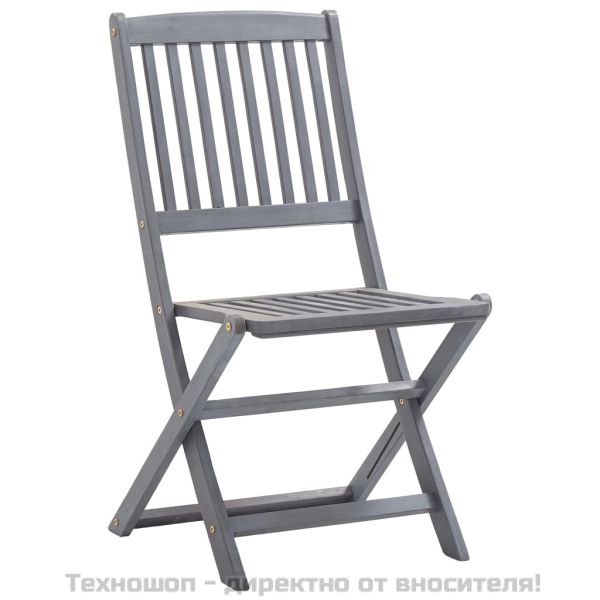 Сгъваеми градински столове, 2 бр, акация масив