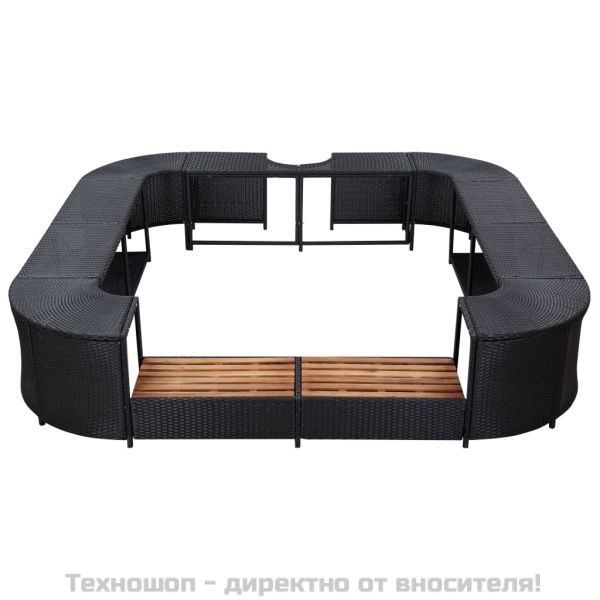 Квадратен спа съраунд, черен, 268x268x55 см, полиратан