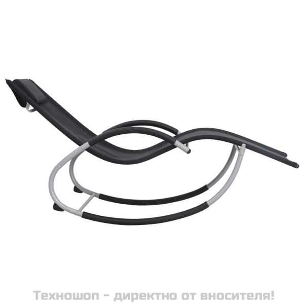Шезлонг с възглавничка, черен, textilene