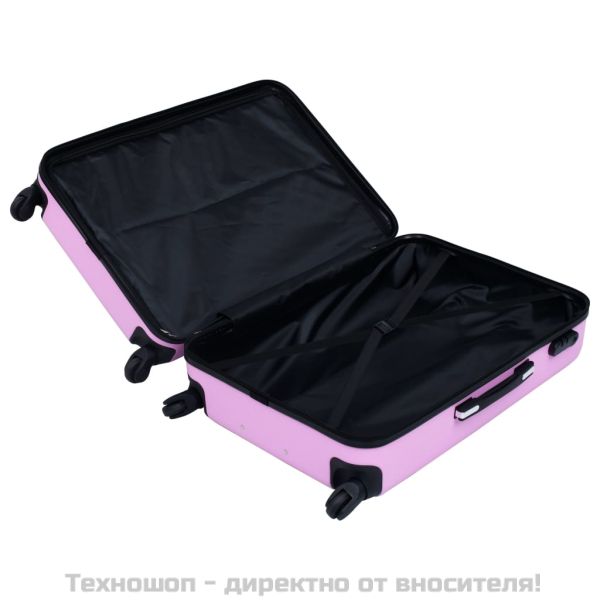 Твърд куфар с колелца, розов, ABS