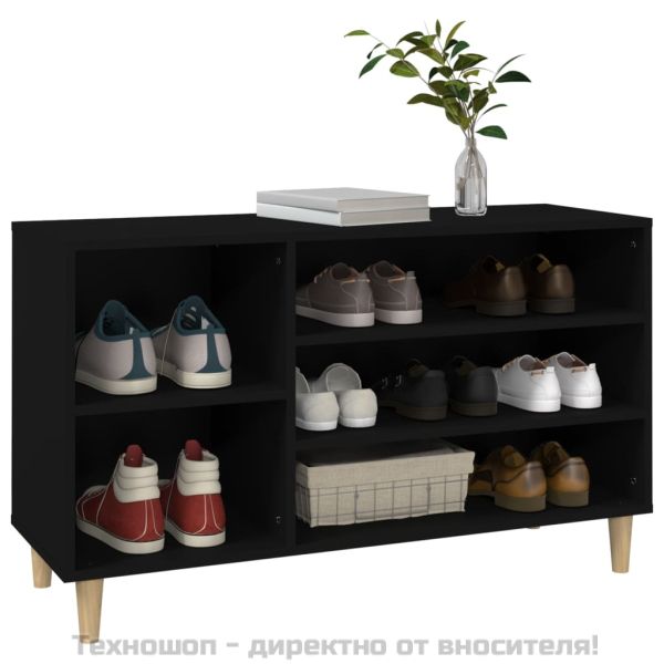 Шкаф за обувки, черен, 102x36x60 см, инженерно дърво