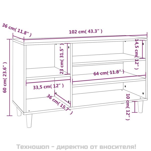 Шкаф за обувки, черен, 102x36x60 см, инженерно дърво