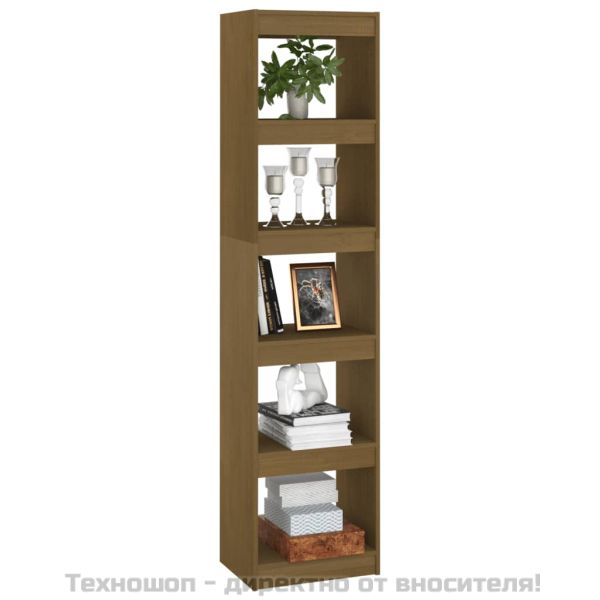 Библиотека/разделител за стая меденокафява 40x30x167,5 см бор