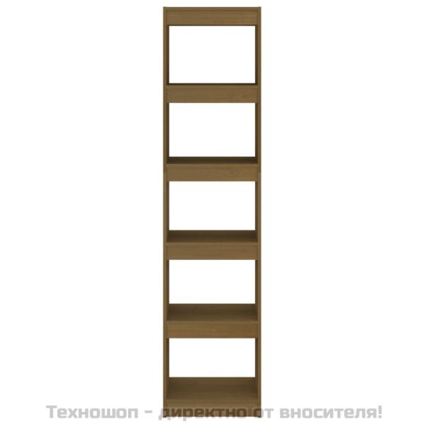 Библиотека/разделител за стая меденокафява 40x30x167,5 см бор