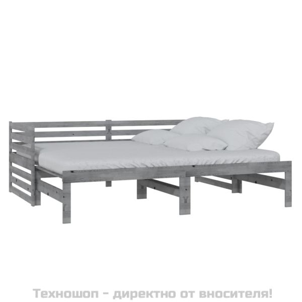Разтегателно дневно легло, без матрак, сиво, 2x(90x200) см