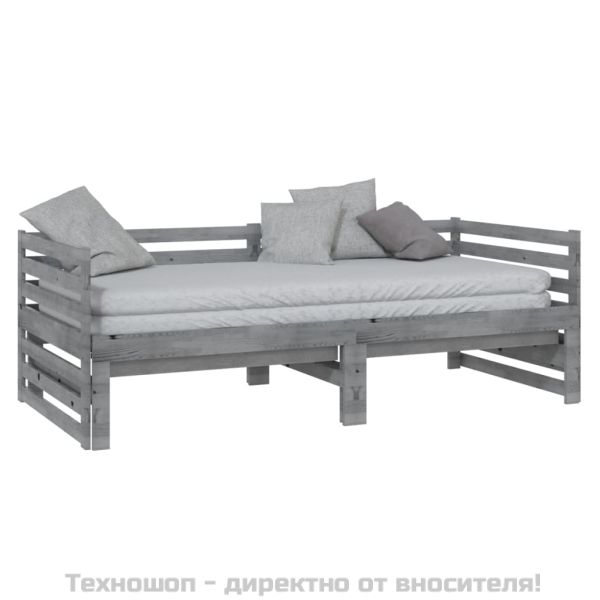 Разтегателно дневно легло, без матрак, сиво, 2x(90x200) см