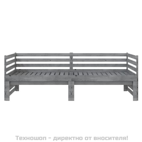 Разтегателно дневно легло, без матрак, сиво, 2x(90x200) см