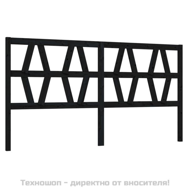 Горна табла за легло, черна, 206x4x100 см, бор масив