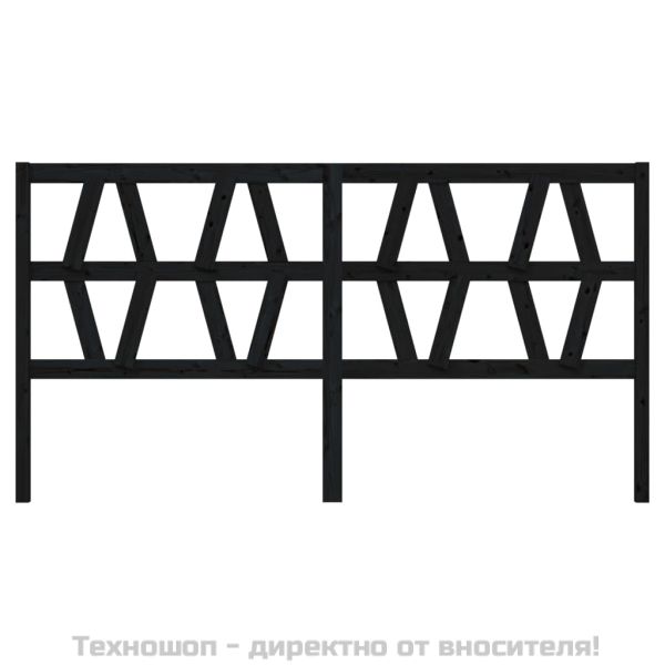 Горна табла за легло, черна, 206x4x100 см, бор масив