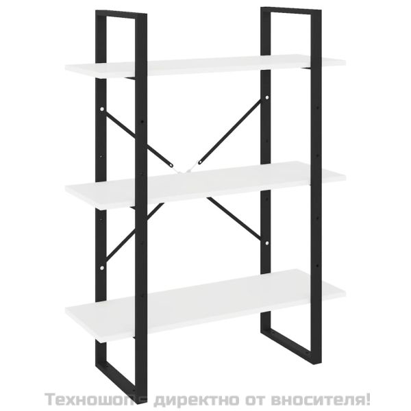 Шкаф библиотека, бял, 80x30x105 см, инженерно дърво