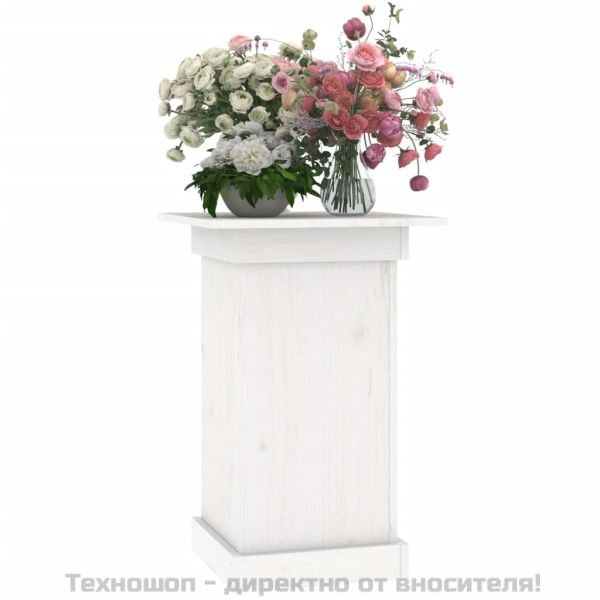Поставка за цветя, бяла, 40x40x60 см, бор масив