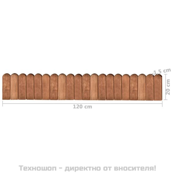 Палисади за градина, кафяви, 120 см, импрегниран бор