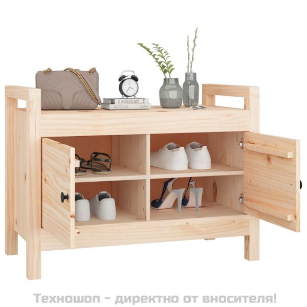 Пейка за антре, 80x40x60 см, борово дърво масив