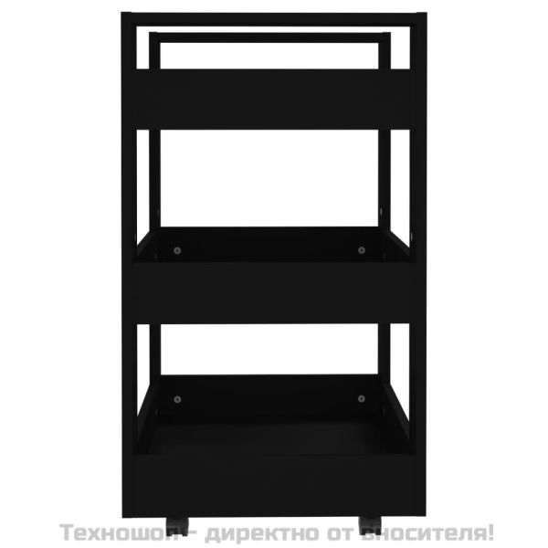 Кухненска количка, черна, 60x45x80 см, инженерно дърво