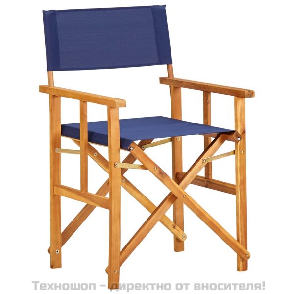 Режисьорски столове, 2 бр, акациево дърво масив, сини