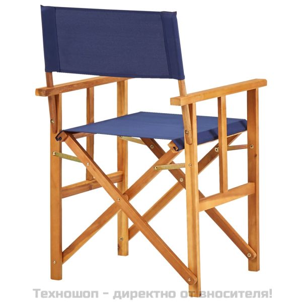 Режисьорски столове, 2 бр, акациево дърво масив, сини