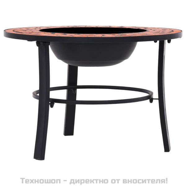 Мозаечна маса с огнище, теракота, 68 см, керамика