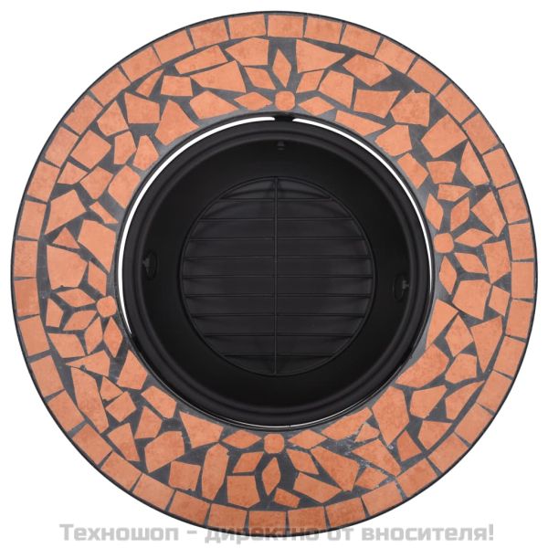 Мозаечна маса с огнище, теракота, 68 см, керамика