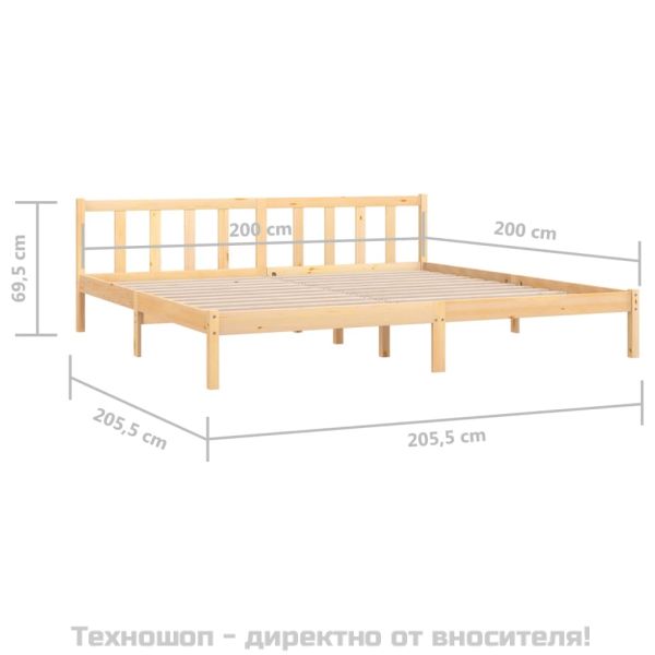 Рамка за легло, бор масив, 200x200 см