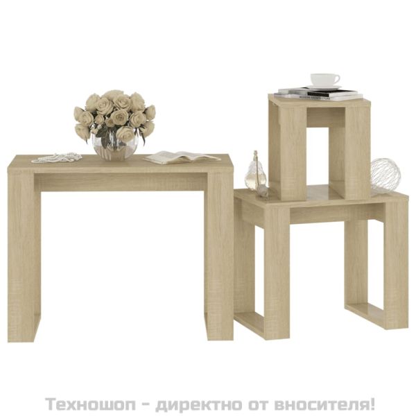 Стифиращи маси, 3 бр, сонома дъб, инженерно дърво