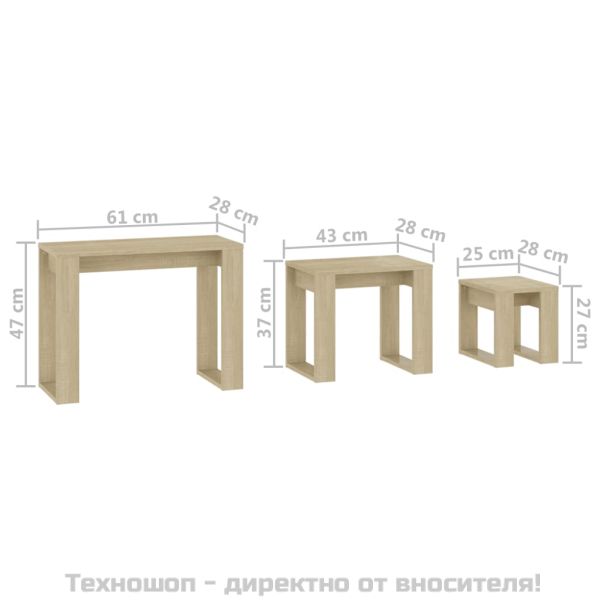 Стифиращи маси, 3 бр, сонома дъб, инженерно дърво