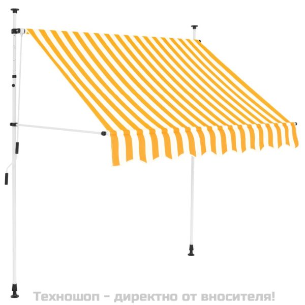 Ръчно прибиращ се сенник, 200 см, оранжеви и бели ивици