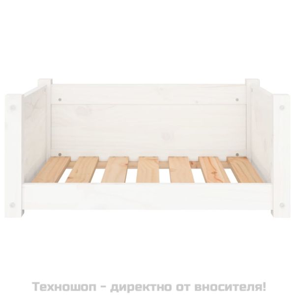 Кучешко легло, бяло, 65,5x50,5x28 см, масивна борова дървесина