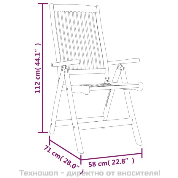 Сгъваеми градински столове 4 бр масивно дърво евкалипт