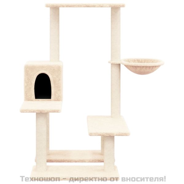 Котешко дърво със сизалени стълбове, кремаво, 94,5 см