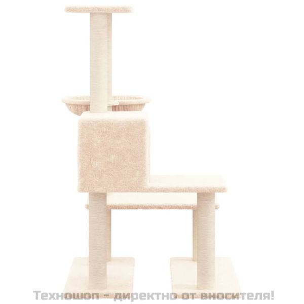 Котешко дърво със сизалени стълбове, кремаво, 94,5 см