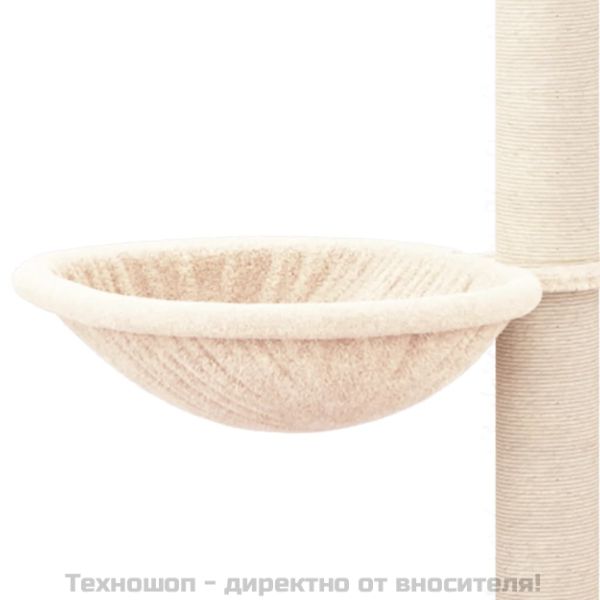 Котешко дърво със сизалени стълбове, кремаво, 94,5 см