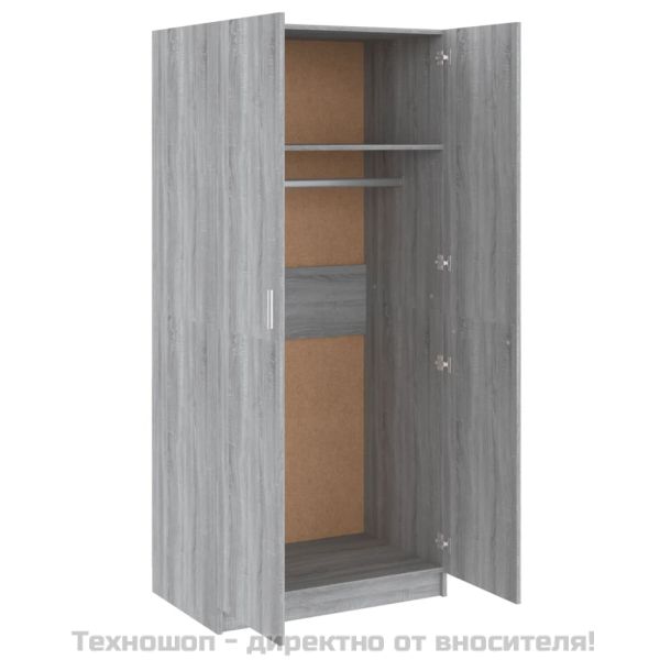 Гардероб, сив сонома, 80x52x180 см, инженерно дърво