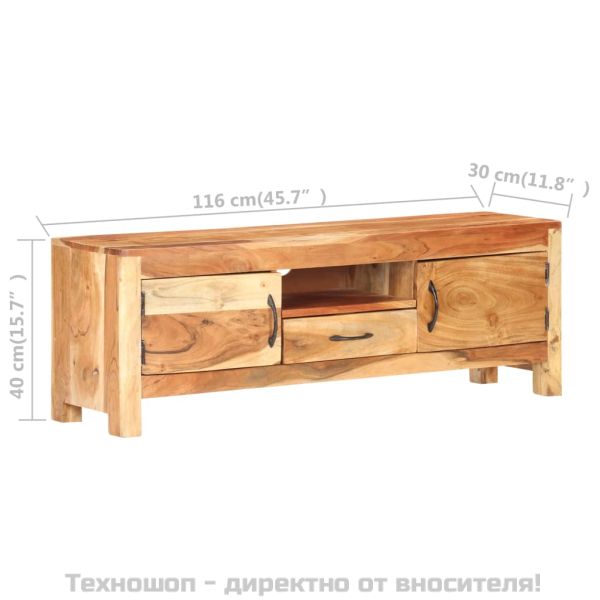 ТВ шкаф, 116x30x40 cм, акациево дърво масив