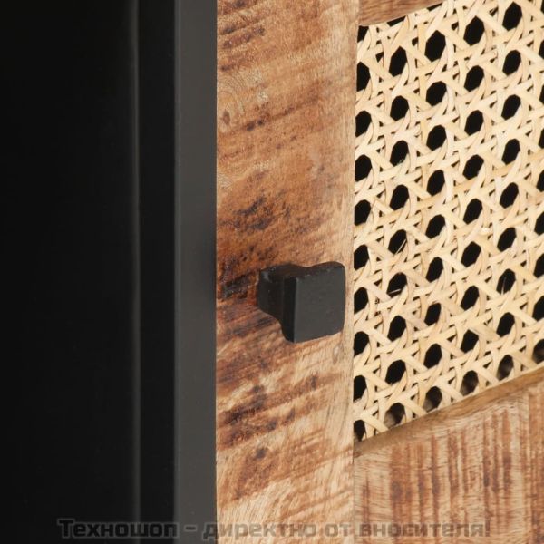 Конзолна маса, 90x50x35 cм, грубо мангово дърво и тръстика