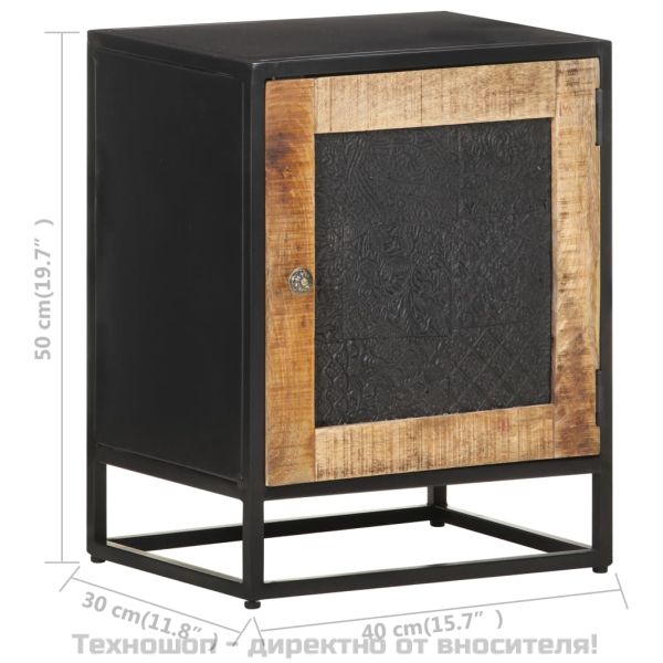 Нощно шкафче, 40x30x50 см, грубо мангово дърво