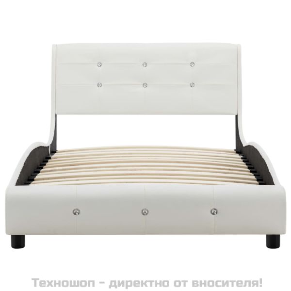 Рамка за легло, бяла, изкуствена кожа, 90x200 cм