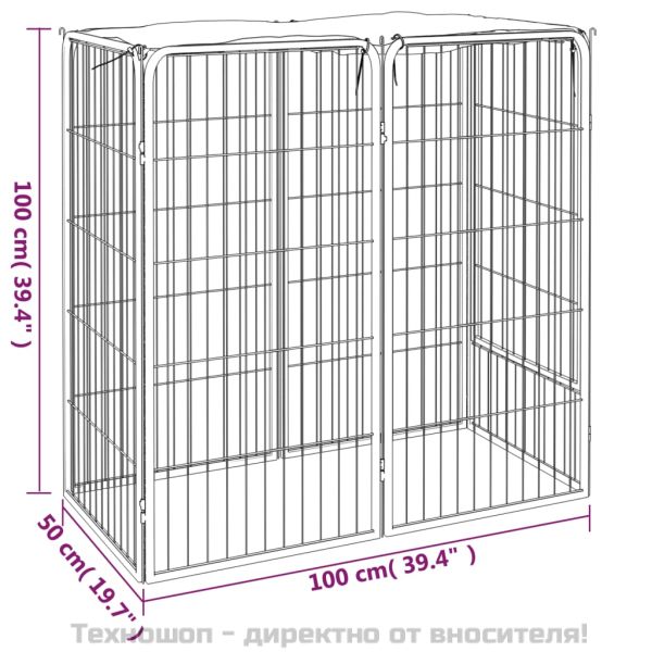 Заграждение за куче черно 6 панела 50x100 см прахово боядисано