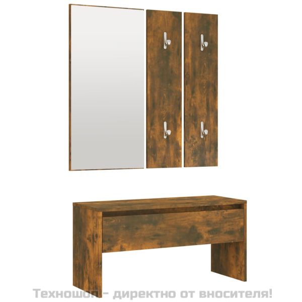 Комплект мебели за антре, опушен дъб, инженерно дърво