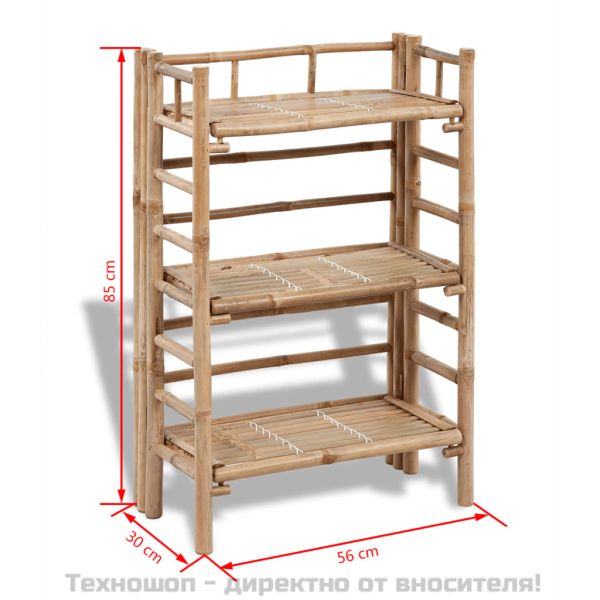 Бамбукова поставка за растения с 3 рафта