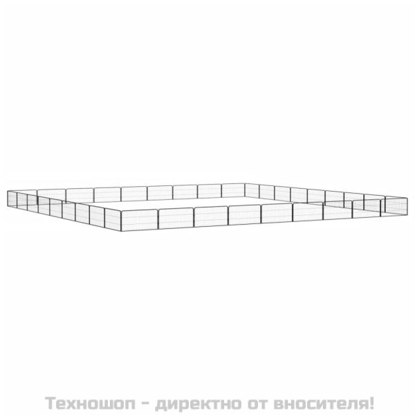 Заграждение за куче черно 36 панела 100x50 см прахово боядисано