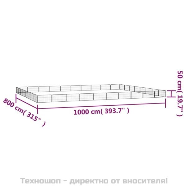 Заграждение за куче черно 36 панела 100x50 см прахово боядисано
