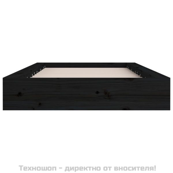 рамка за легло черно 135x190 см Double масивно дърво